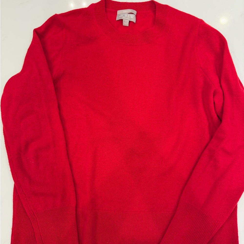 J. Crew Cashmere Red Crewneck Sweater